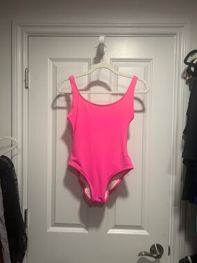 Solid and striped Anne-Marie  Pink One-Piece Swimsuit